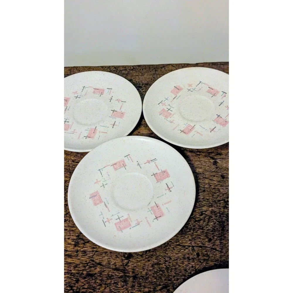 Vintage Vernon Ware Tickled Pink 9-Piece Lot - Mid-Century Modern Atomic Pink